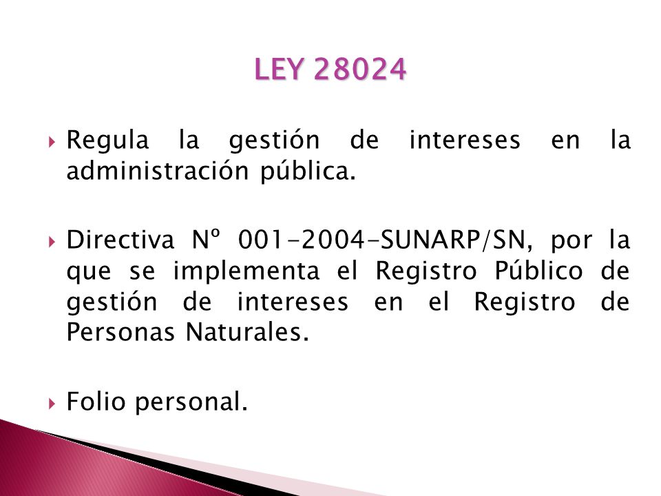 LEY Regula la gestión de intereses en la administración pública.