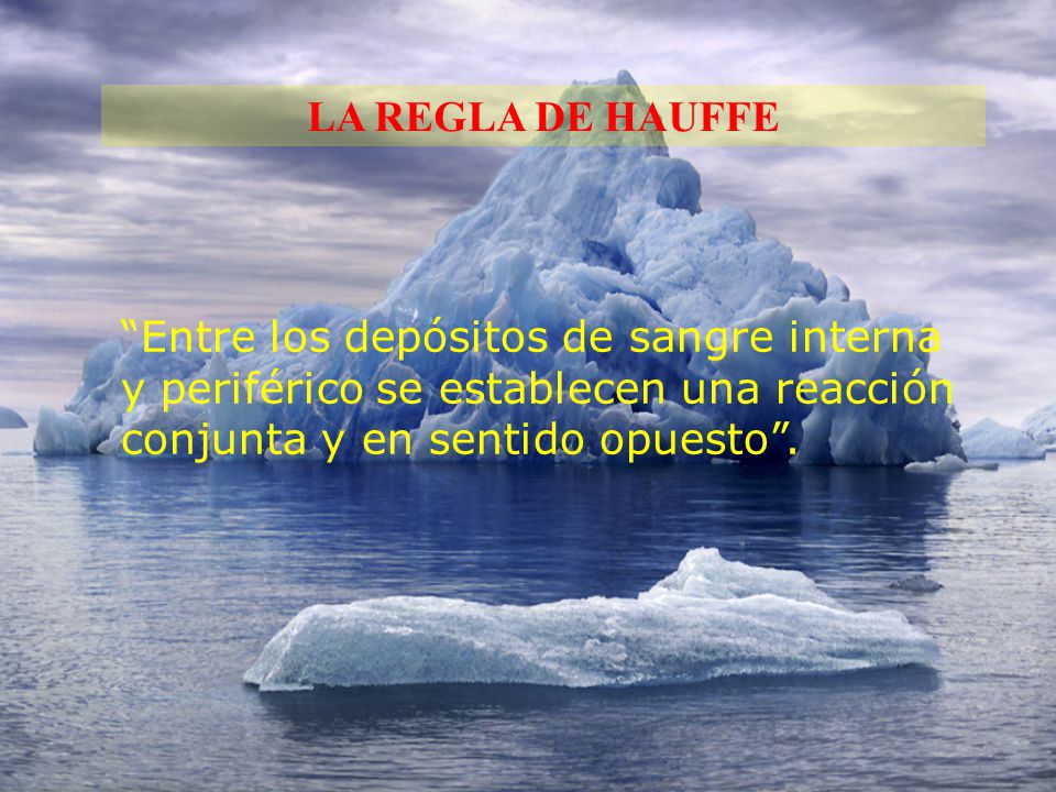 LA REGLA DE HAUFFE Entre los depósitos de sangre interna y periférico se establecen una reacción conjunta y en sentido opuesto .