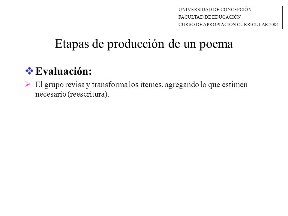 Etapas de producción de un poema