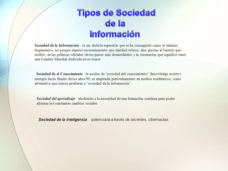 Tipos de Sociedad de la Información