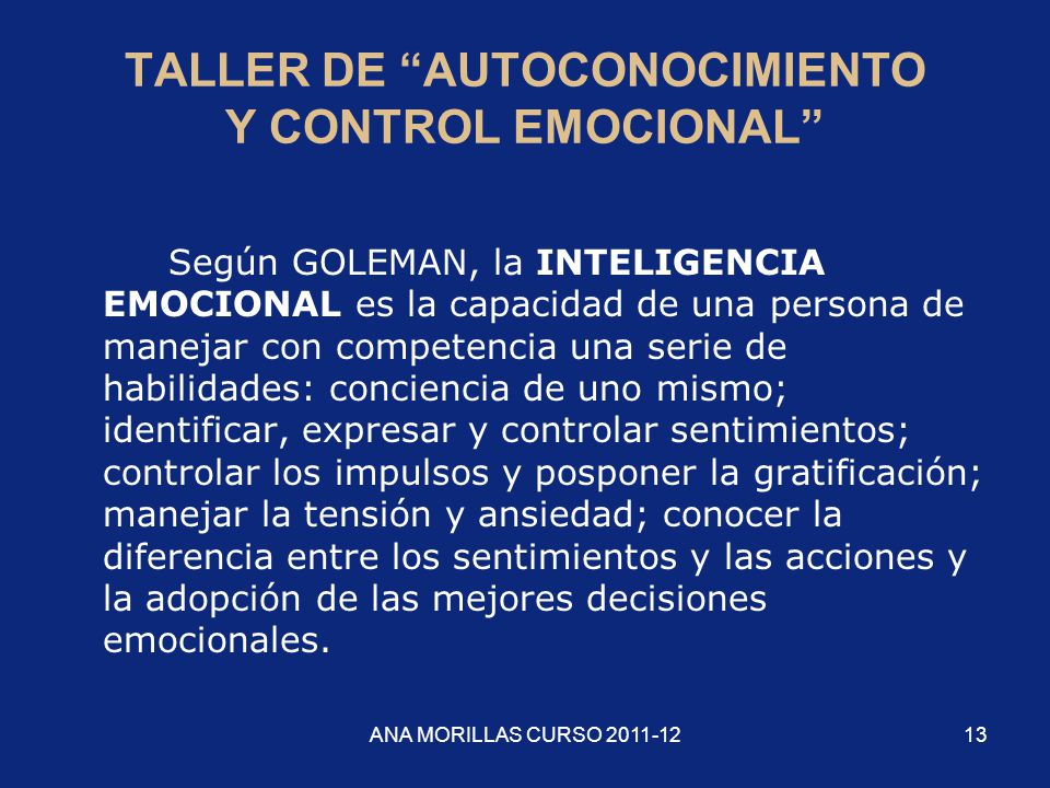 TALLER DE AUTOCONOCIMIENTO Y CONTROL EMOCIONAL