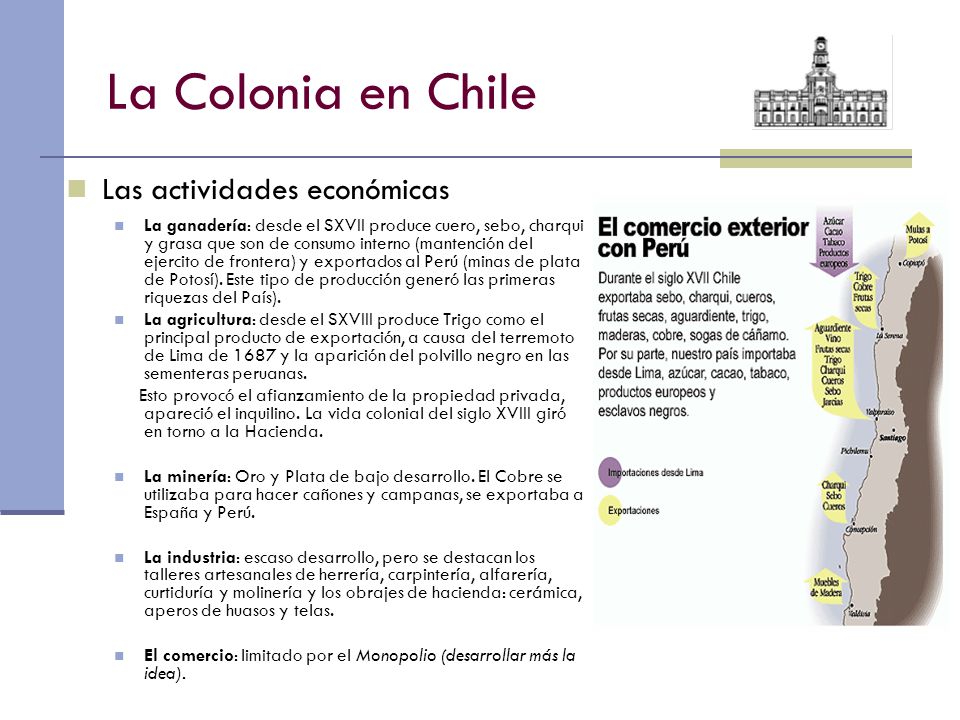 La Colonia en Chile Las actividades económicas