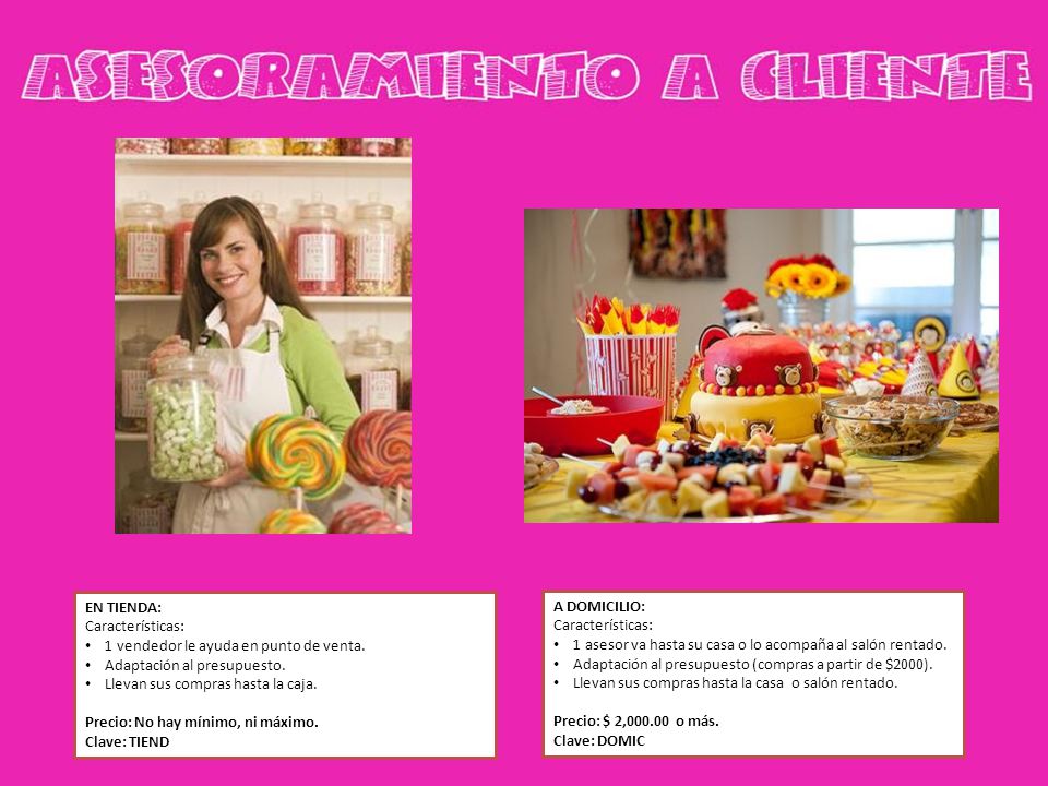 EN TIENDA: Características: 1 vendedor le ayuda en punto de venta. Adaptación al presupuesto. Llevan sus compras hasta la caja.