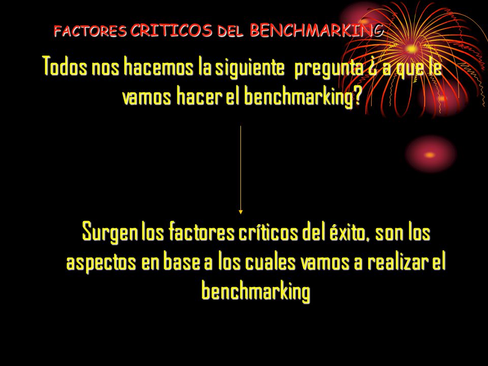 FACTORES CRITICOS DEL BENCHMARKING. Todos nos hacemos la siguiente pregunta ¿ a que le vamos hacer el benchmarking