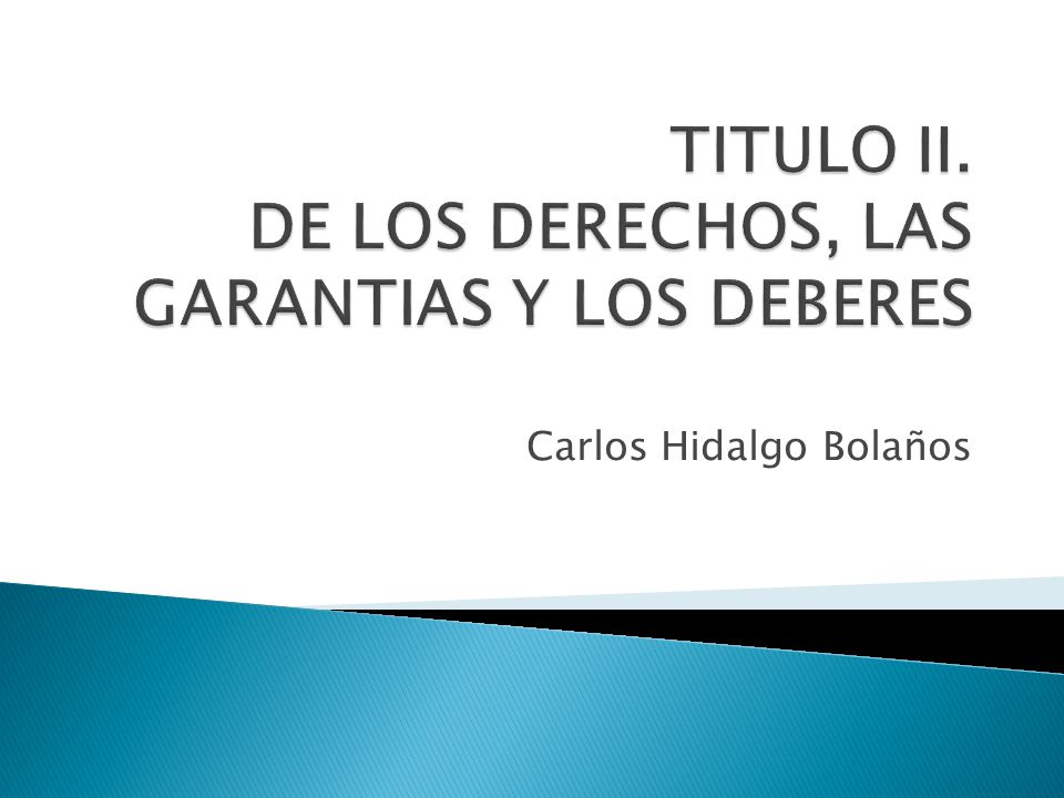 TITULO II. DE LOS DERECHOS, LAS GARANTIAS Y LOS DEBERES