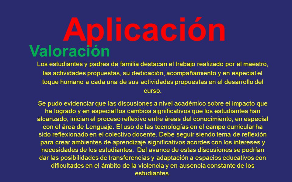 Aplicación Valoración