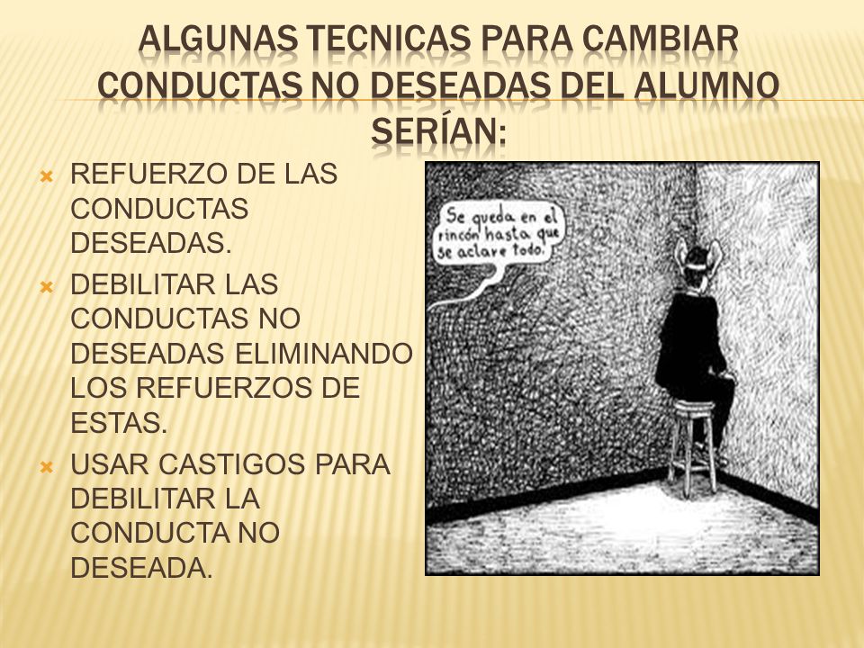 ALGUNAS TECNICAS PARA CAMBIAR CONDUCTAS NO DESEADAS DEL ALUMNO SERÍAN: