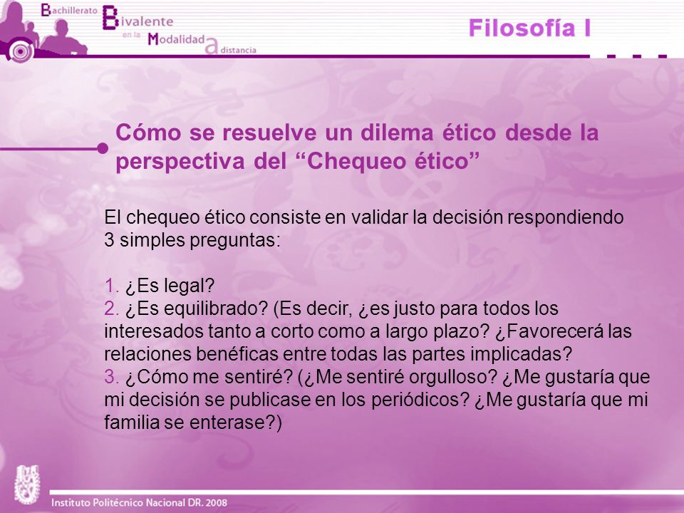 Cómo se resuelve un dilema ético desde la perspectiva del Chequeo ético