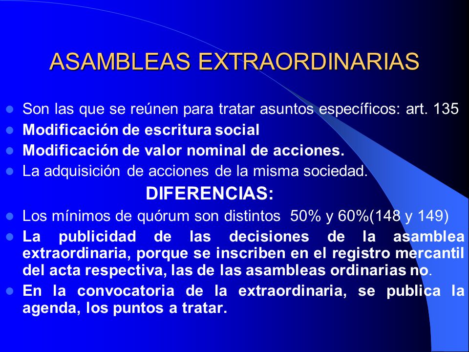ASAMBLEAS EXTRAORDINARIAS