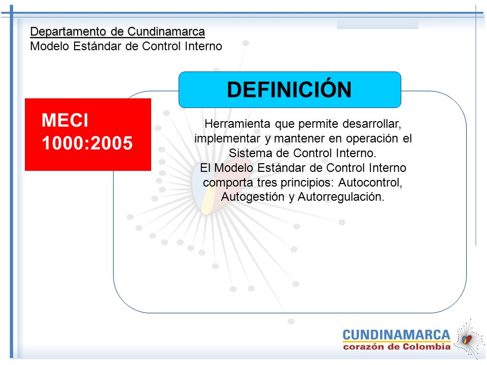 DEFINICIÓN MECI 1000:2005 Departamento de Cundinamarca