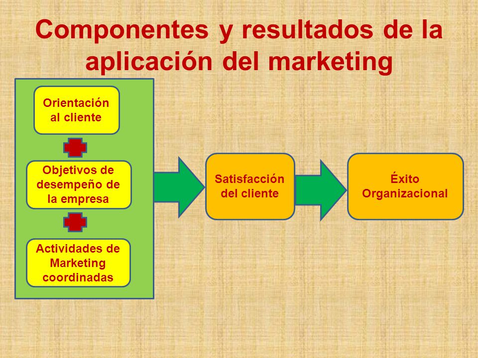 Componentes y resultados de la aplicación del marketing