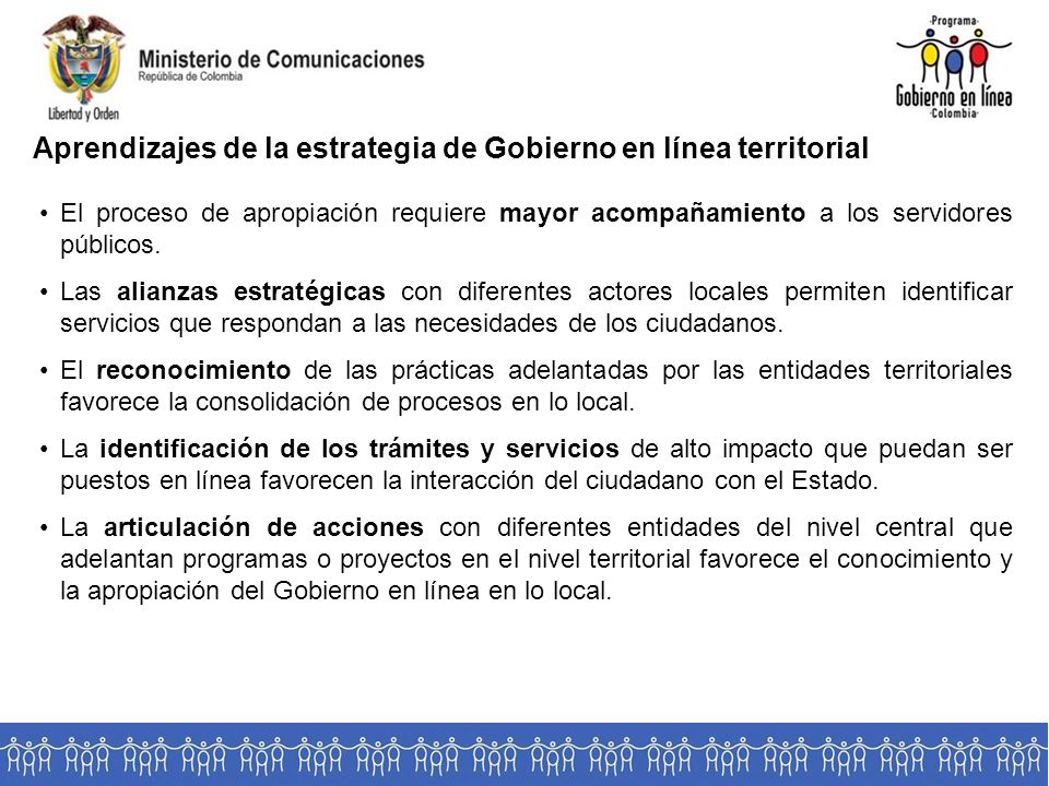 Aprendizajes de la estrategia de Gobierno en línea territorial