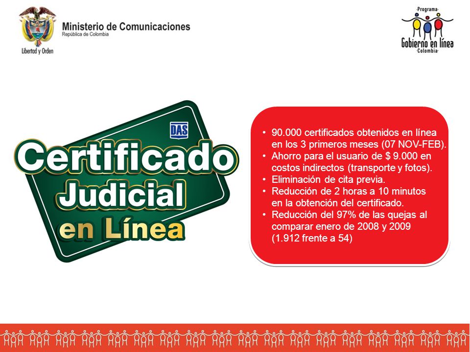 certificados obtenidos en línea en los 3 primeros meses (07 NOV-FEB).