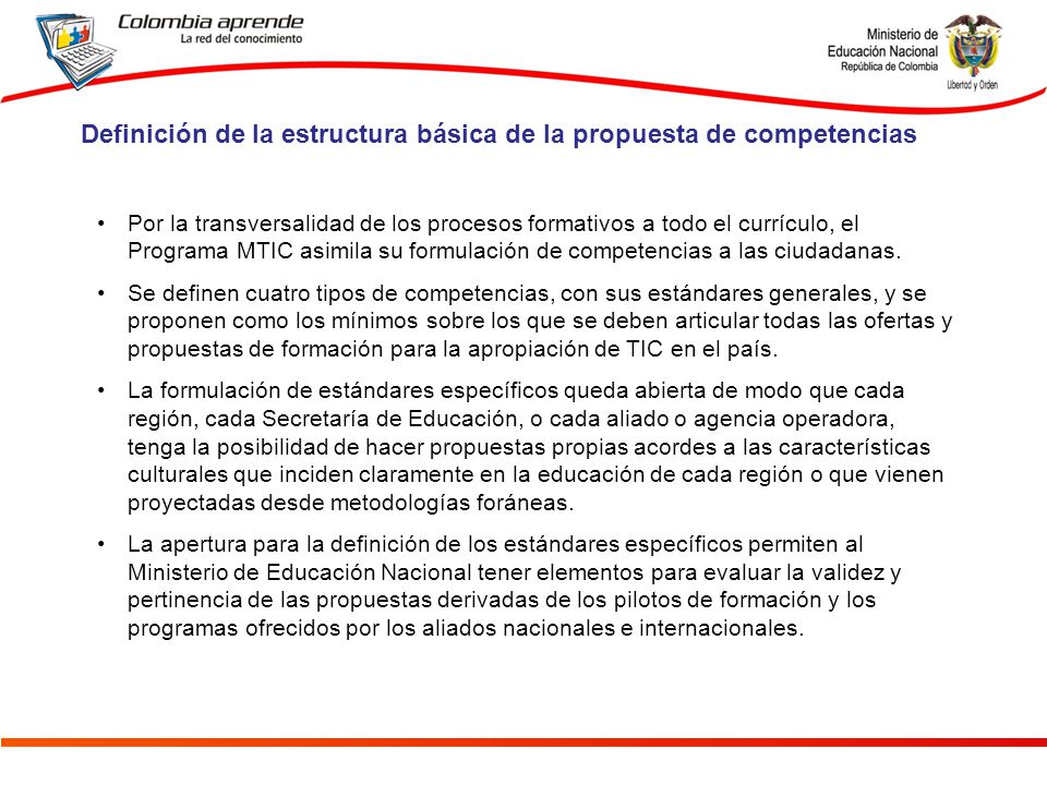 Definición de la estructura básica de la propuesta de competencias