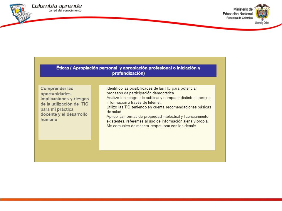 Comprender las oportunidades, implicaciones y riesgos de la utilización de TIC para mi práctica docente y el desarrollo humano