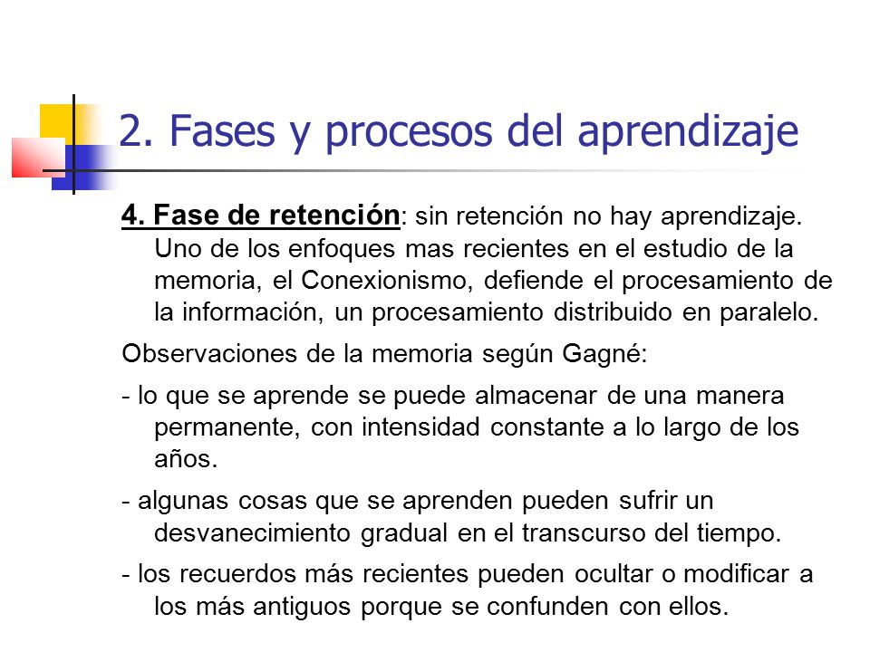 2. Fases y procesos del aprendizaje