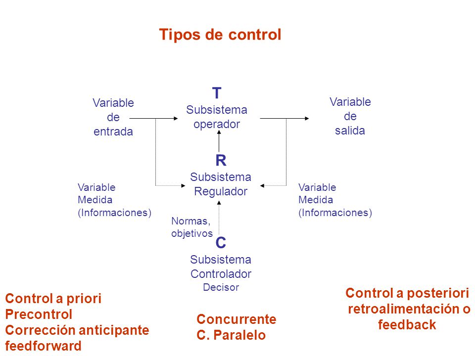 Tipos de control T R C Control a posteriori Control a priori
