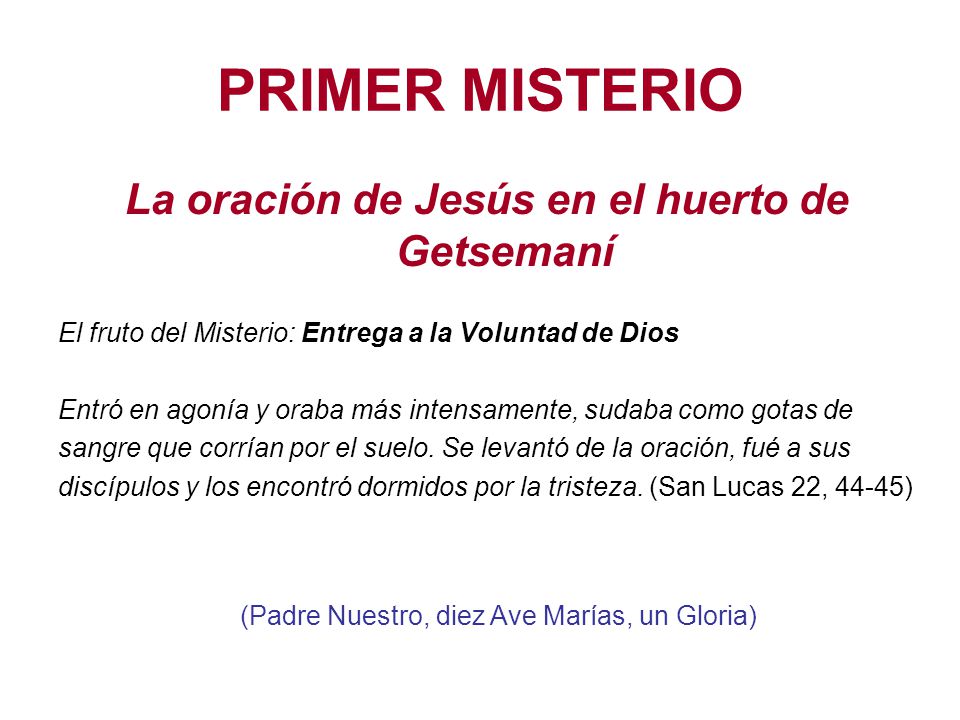 La oración de Jesús en el huerto de Getsemaní