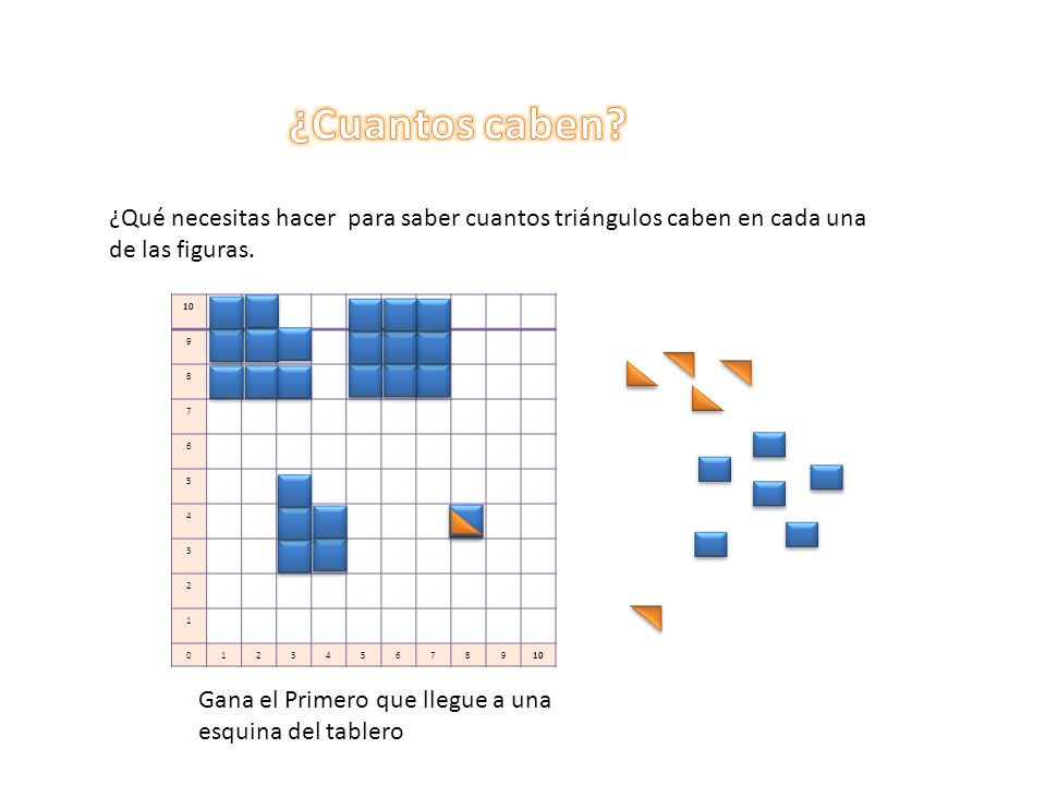 ¿Cuantos caben ¿Qué necesitas hacer para saber cuantos triángulos caben en cada una de las figuras.