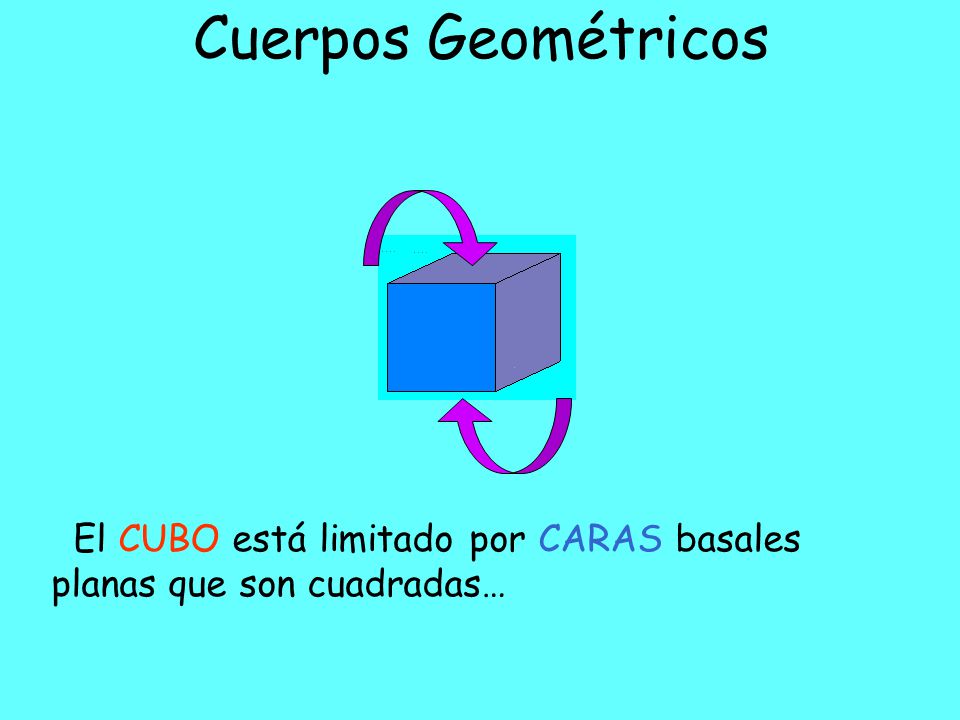 Cuerpos Geométricos El CUBO está limitado por CARAS basales planas que son cuadradas…