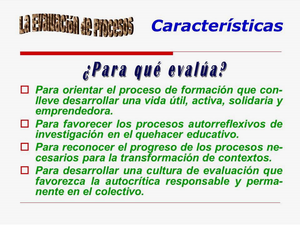 La Evaluación de Procesos