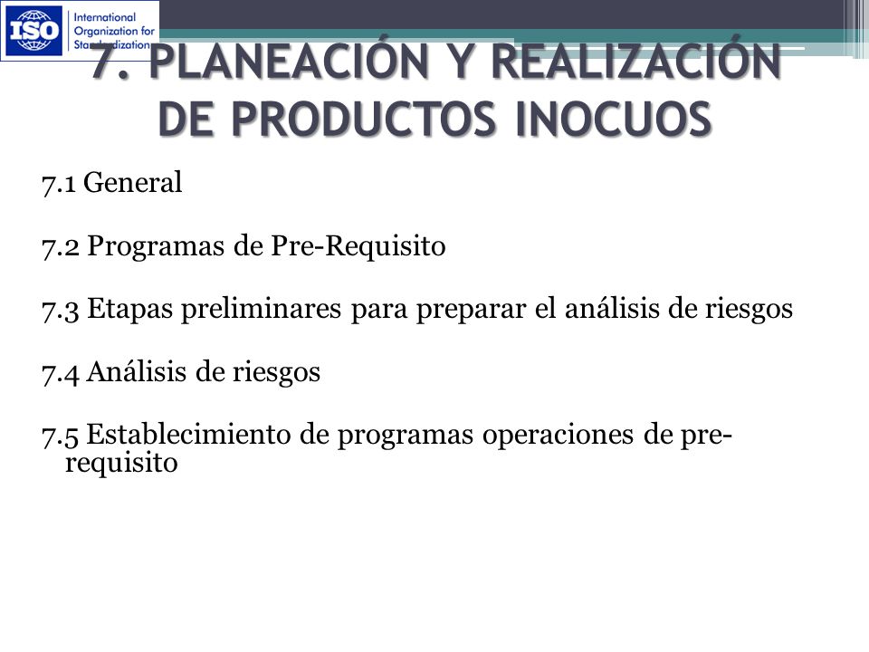7. Planeación y realización de productos inocuos