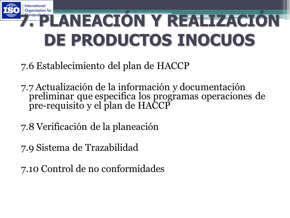 7. Planeación y realización de productos inocuos