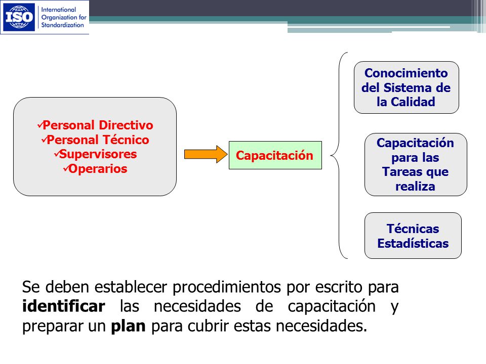 Personal Directivo Personal Técnico. Supervisores. Operarios. Capacitación. Conocimiento del Sistema de la Calidad.