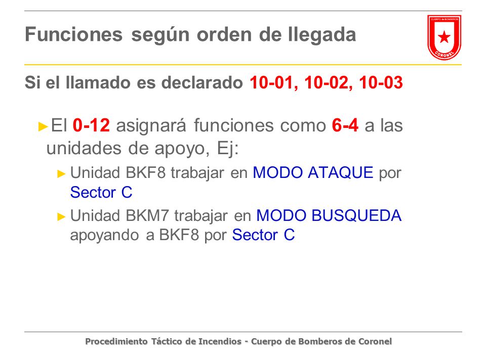 Funciones según orden de llegada