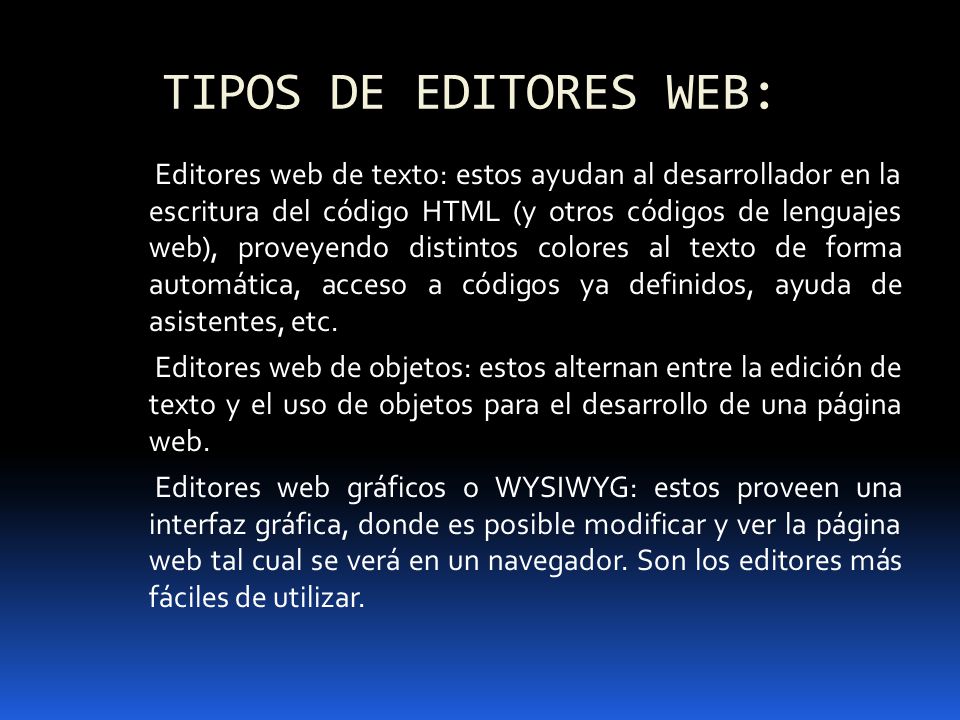 TIPOS DE EDITORES WEB:
