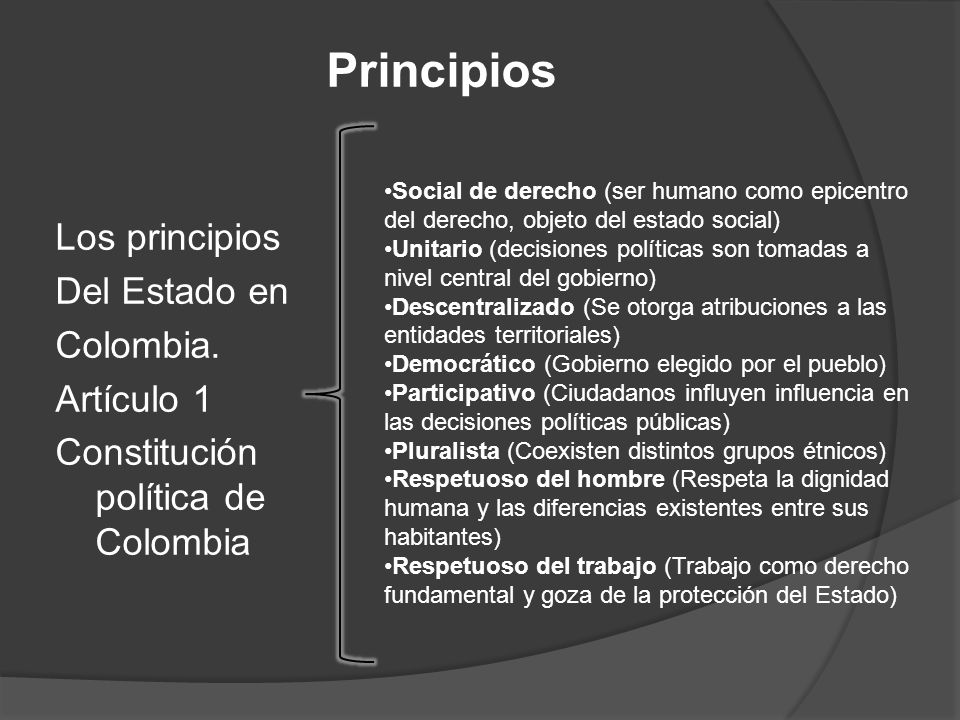 Principios Social de derecho (ser humano como epicentro del derecho, objeto del estado social)