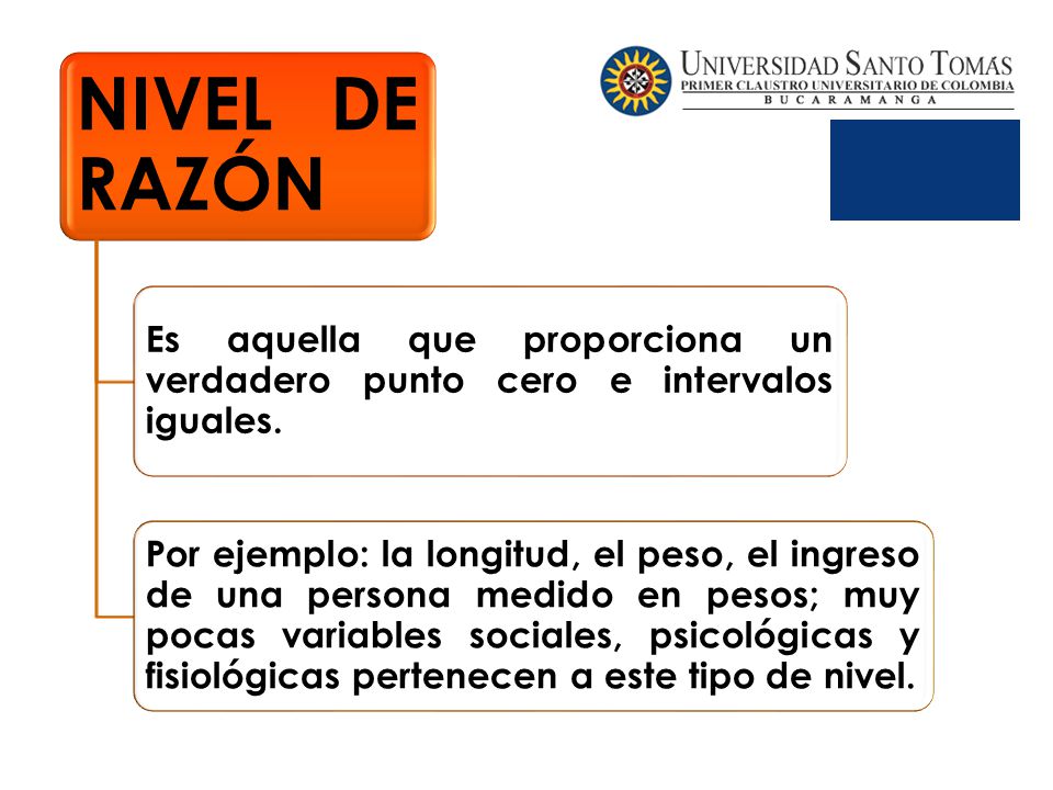 NIVEL DE RAZÓN Es aquella que proporciona un verdadero punto cero e intervalos iguales.