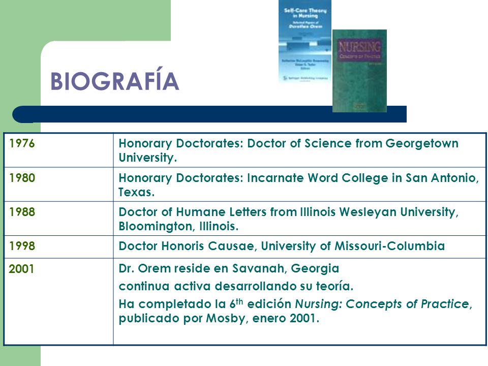 BIOGRAFÍA Honorary Doctorates: Doctor of Science from Georgetown University