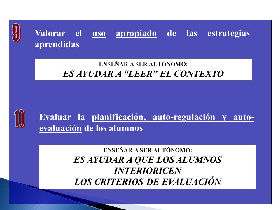 9 10 Valorar el uso apropiado de las estrategias aprendidas
