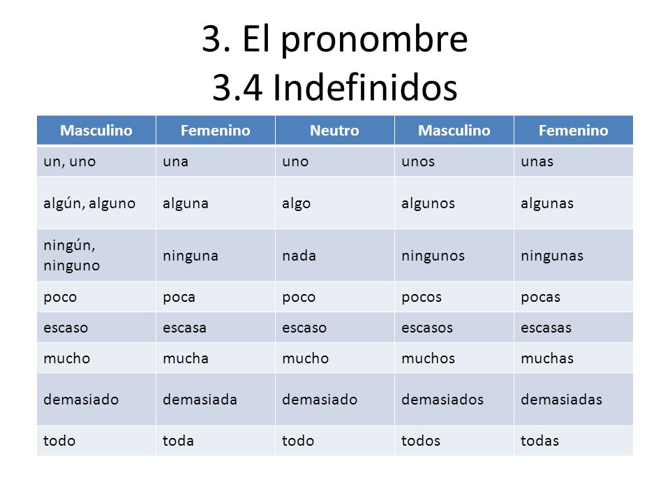 3. El pronombre 3.4 Indefinidos