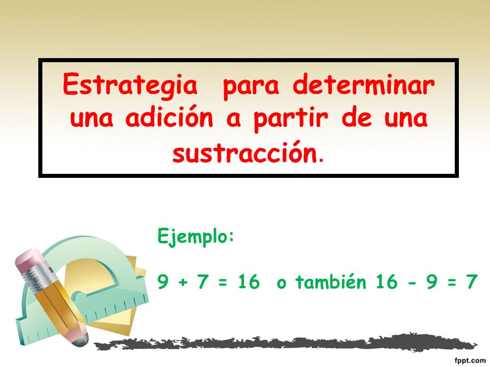 Estrategia para determinar una adición a partir de una sustracción.