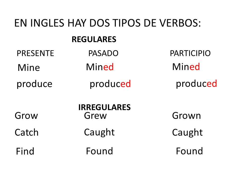 EN INGLES HAY DOS TIPOS DE VERBOS: