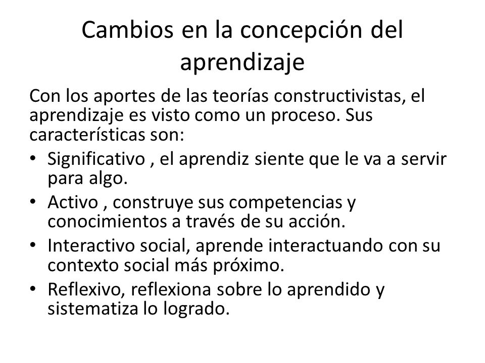 Cambios en la concepción del aprendizaje