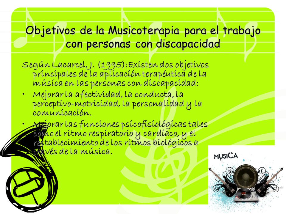 Objetivos de la Musicoterapia para el trabajo con personas con discapacidad