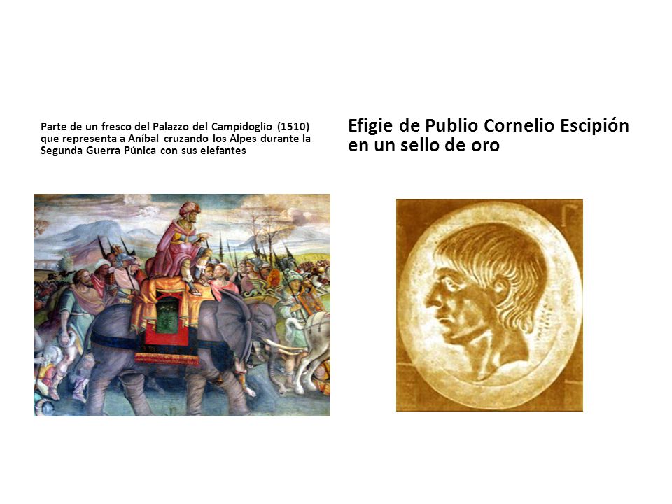 Efigie de Publio Cornelio Escipión en un sello de oro