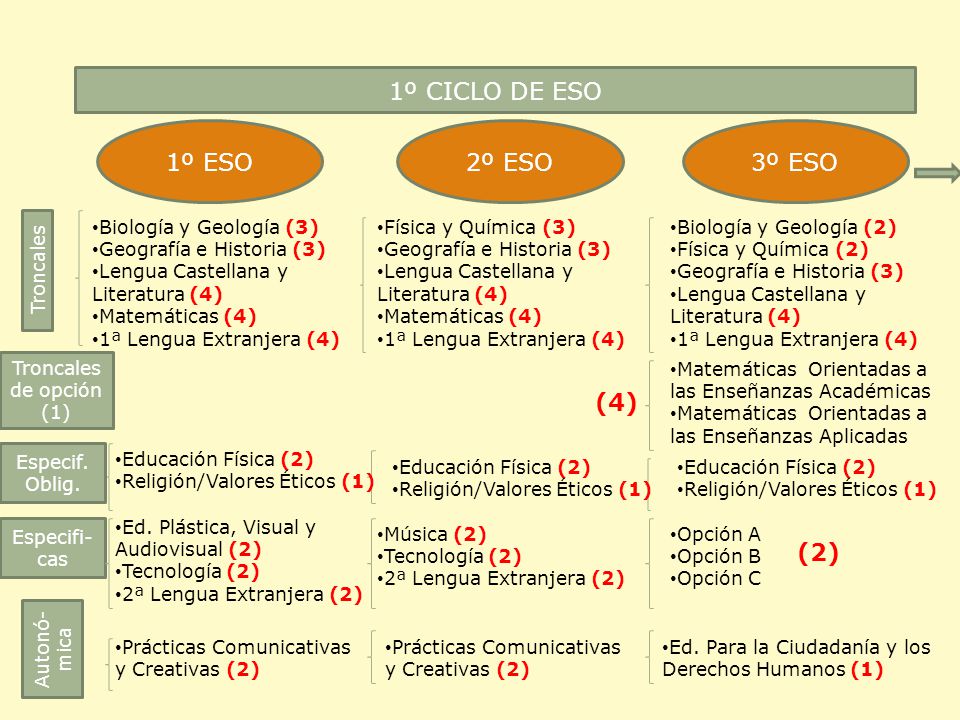 1º CICLO DE ESO 1º ESO 2º ESO 3º ESO (4) (2) Biología y Geología (3)