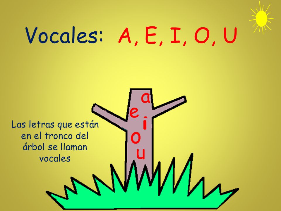 Las letras que están en el tronco del árbol se llaman vocales