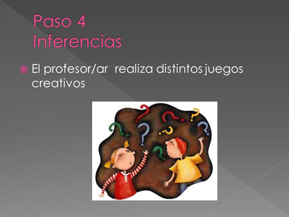 Paso 4 Inferencias El profesor/ar realiza distintos juegos creativos