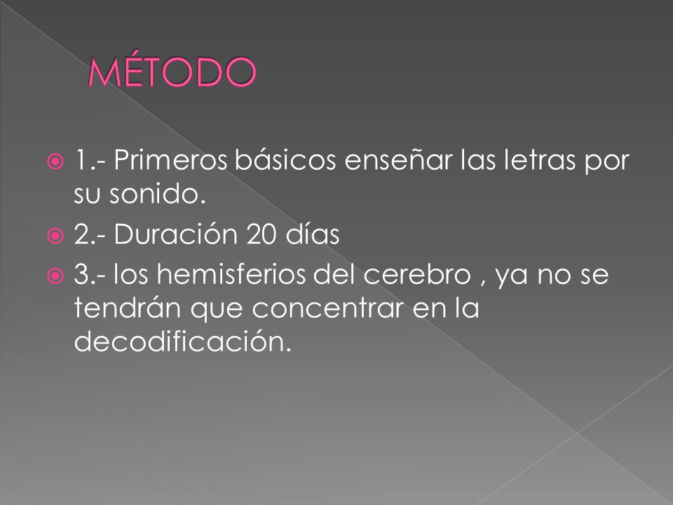 MÉTODO 1.- Primeros básicos enseñar las letras por su sonido.
