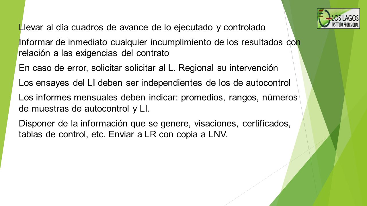 Llevar al día cuadros de avance de lo ejecutado y controlado