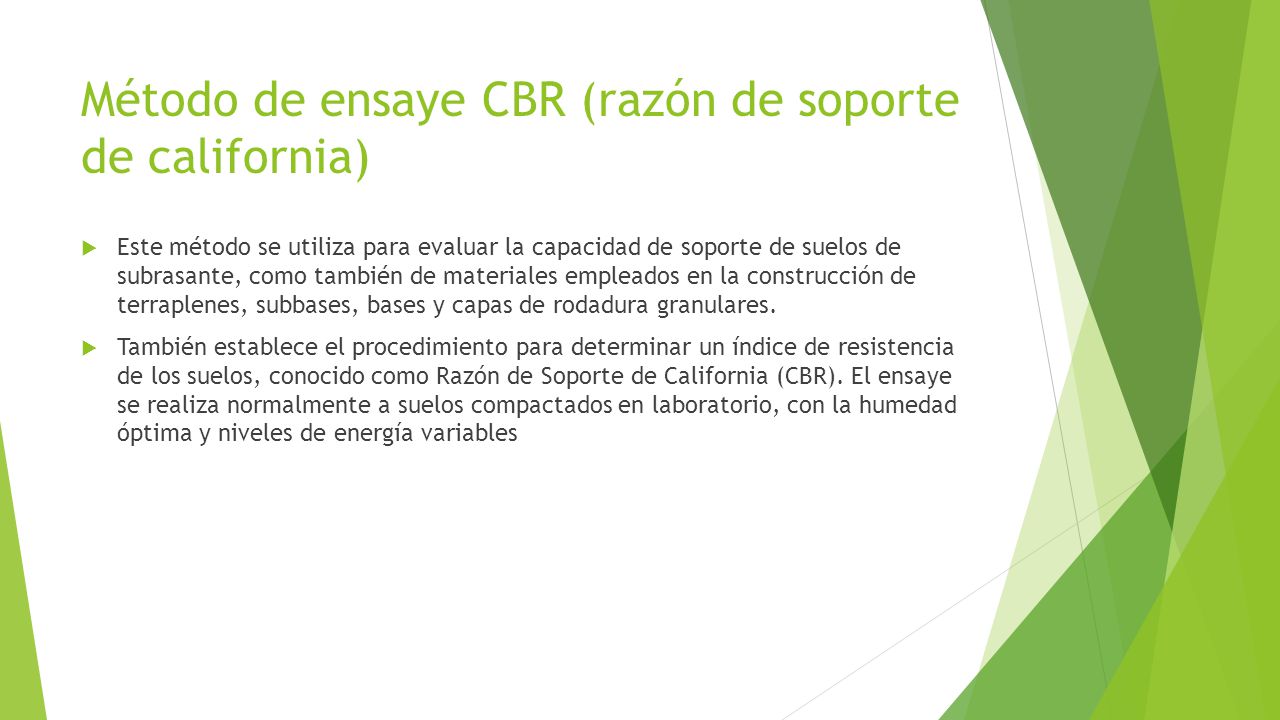 Método de ensaye CBR (razón de soporte de california)