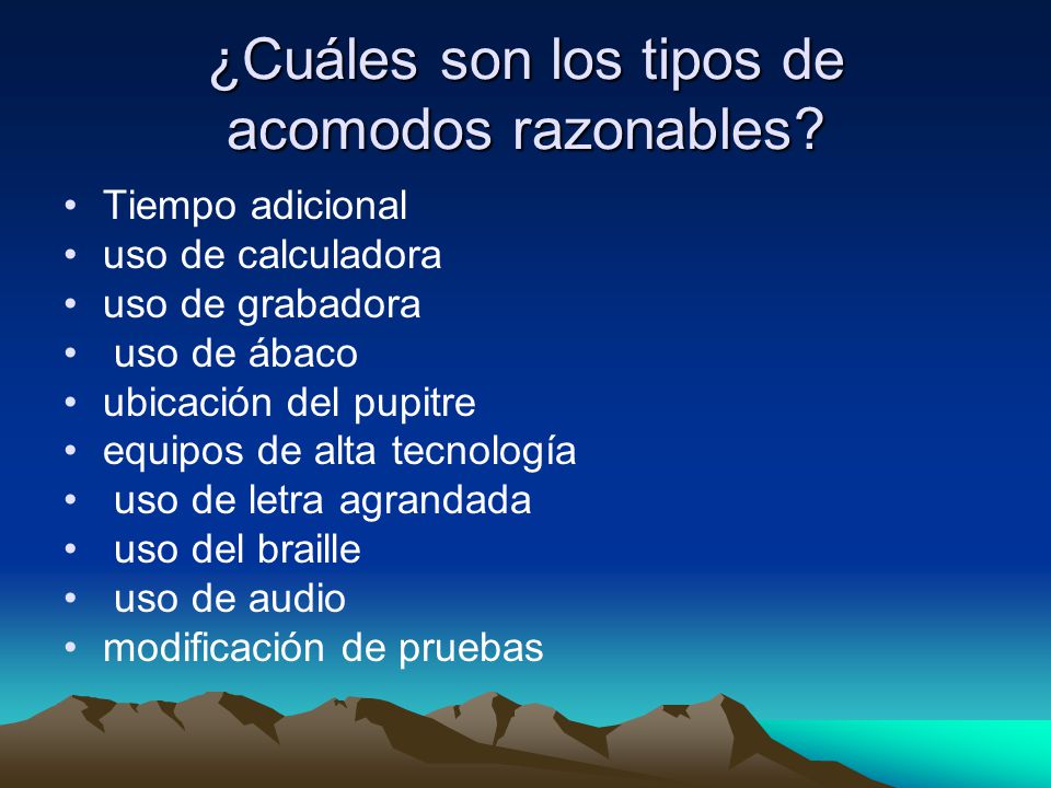 ¿Cuáles son los tipos de acomodos razonables