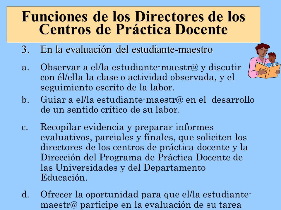 Funciones de los Directores de los Centros de Práctica Docente