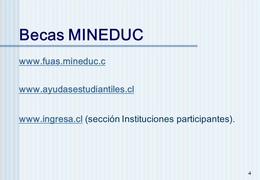 Becas MINEDUC www. fuas. mineduc. c www. ayudasestudiantiles. cl www
