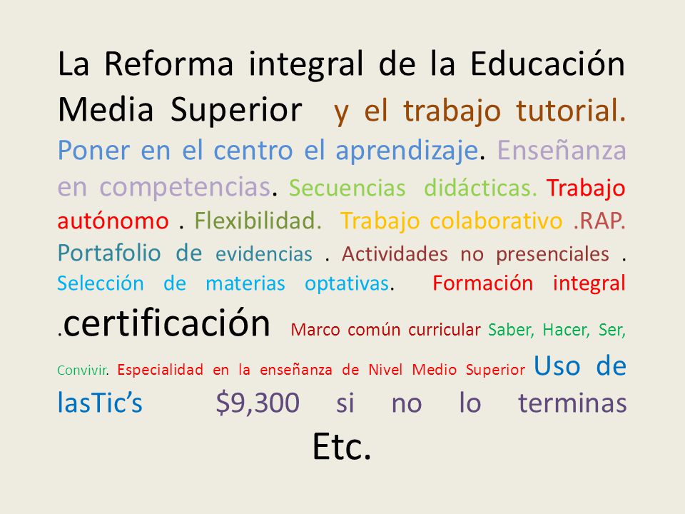 La Reforma integral de la Educación Media Superior y el trabajo tutorial.